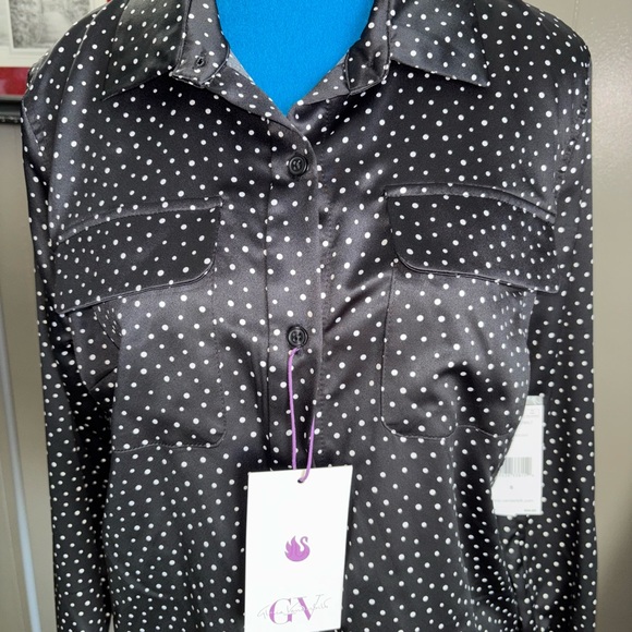 Gloria Vanderbilt Black and White Polka Dot women’s Shirt. - Picture 8 of 16
